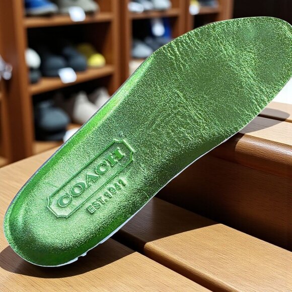 COACH LEATHERWARE (3.5 / 5.5-6   ) Lime Green Leather Lace Up Sneakers - Picture 13 of 16